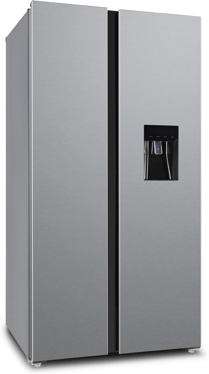 SIA Freestanding 2 Door American Fridge Freezer 627L with Ice & Water Dispenser - Silver - Amazing Gadgets Outlet