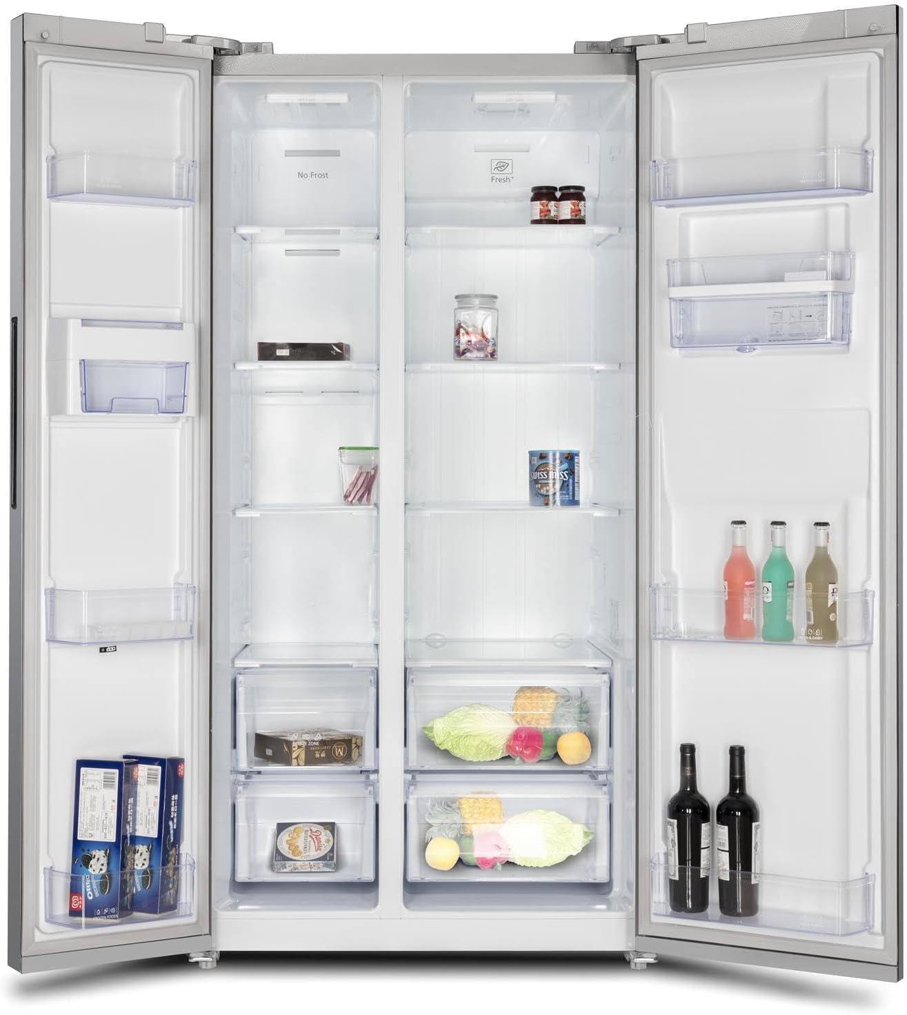 SIA Freestanding 2 Door American Fridge Freezer 627L with Ice & Water Dispenser - Silver - Amazing Gadgets Outlet