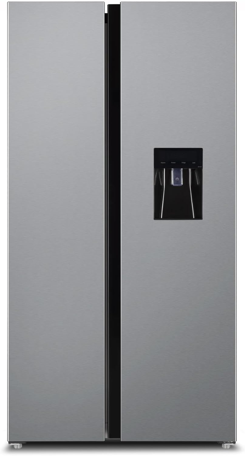 SIA Freestanding 2 Door American Fridge Freezer 627L with Ice & Water Dispenser - Silver - Amazing Gadgets Outlet