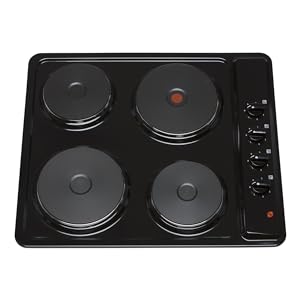 SIA PHP601BL 60cm Black 4 Zone Electric Solid Plate Easy Clean Side Control Hob - Amazing Gadgets Outlet