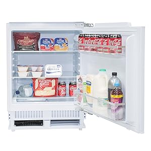 SIA RFU101 60cm 136L White Integrated Under Counter Fridge With Auto Defrost With Metal Back - Amazing Gadgets Outlet