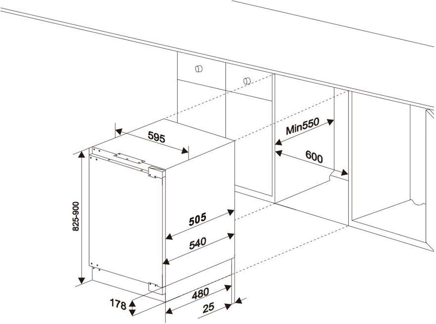 SIA RFU101 60cm 136L White Integrated Under Counter Fridge With Auto Defrost With Metal Back - Amazing Gadgets Outlet