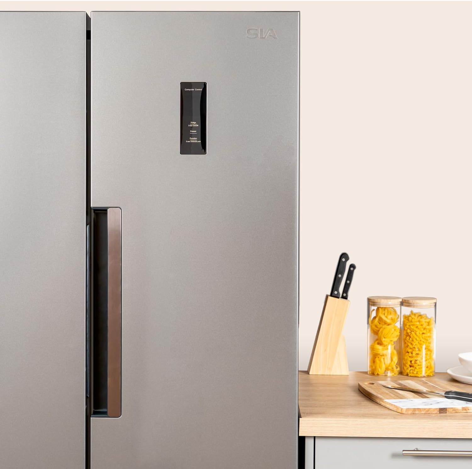 SIA SAFF460SI Freestanding 2 Door American Style Fridge Freezer in Silver 446 Litre Capacity, No Frost, Adjustable Legs, Flush Back Design, Inverter Compressor   Import  Single ASIN  Import  Multiple ASIN ×Product customization General D - Amazing Gadgets Outlet