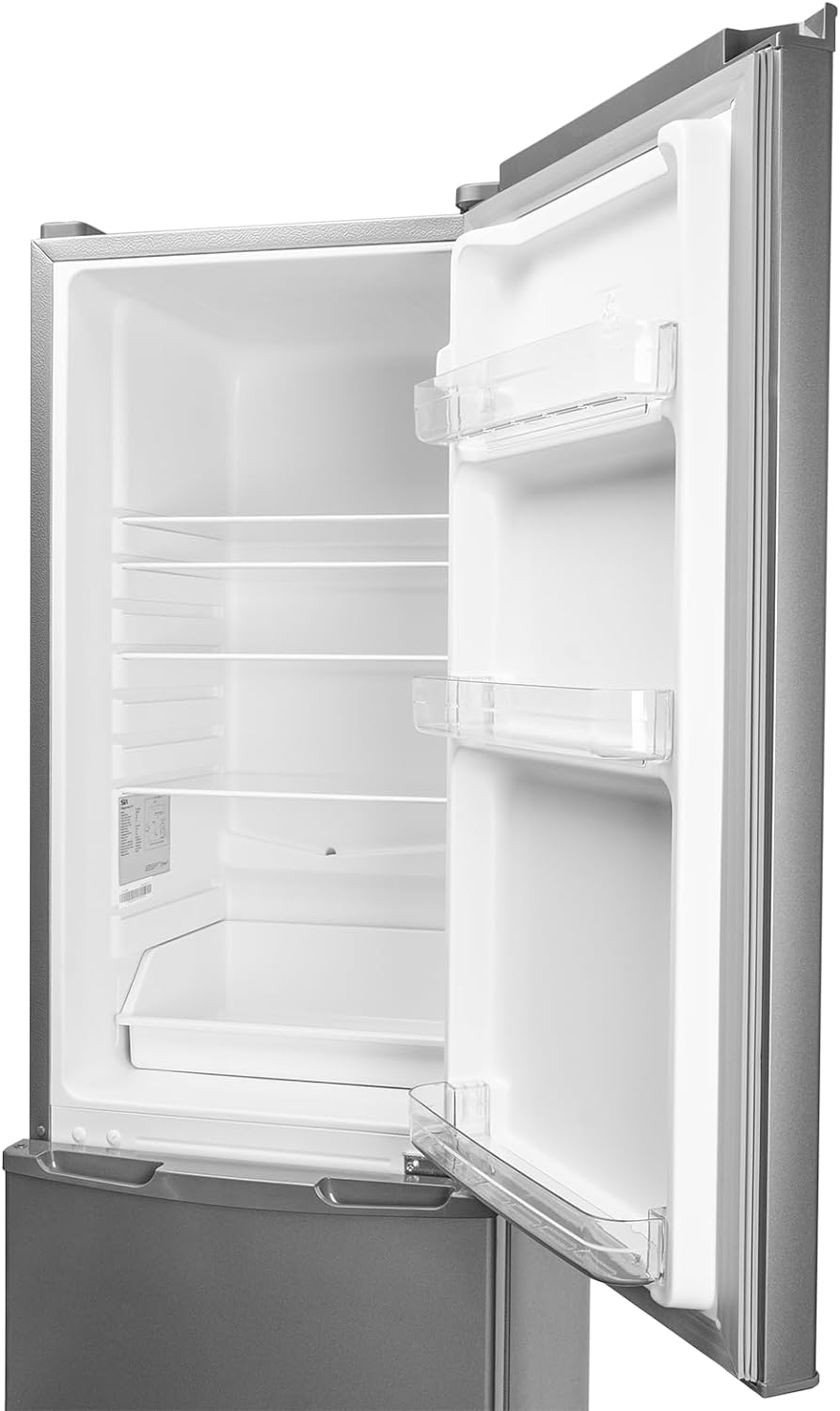 SIA SFF1570SI Freestanding stylish silver combi fridge freezer 182L capacity, 3 shelves, 3 freezer compartments, reversible door, adjustable legs, W474 x D528 x H1570, 2 year manufacturers guarantee - Amazing Gadgets Outlet