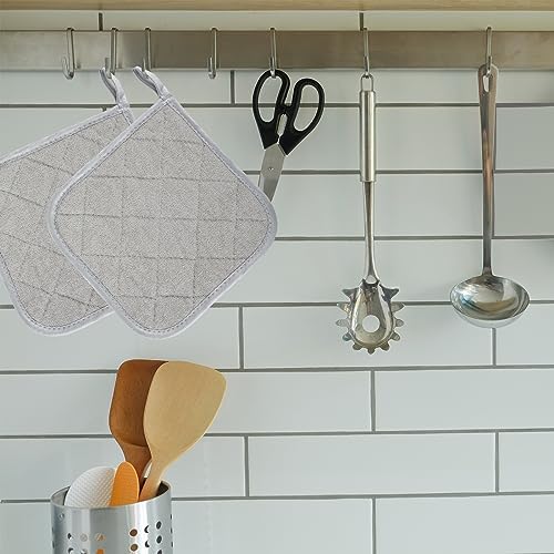 Sibba 2 Pack Pot Holders for Kitchen Heat Resistant Potholders with Pure Cotton, 7 x 7 Inch Oven Hot Pads Terry Cloth Pot Holders Clearance for Daily Cooking and Baking (Grey) - Amazing Gadgets Outlet