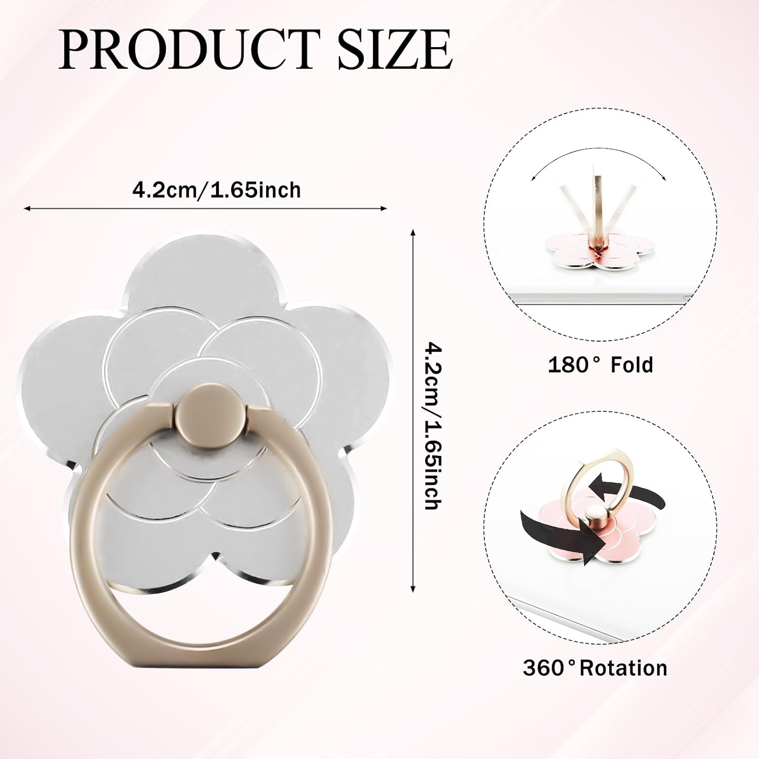 Sibba 2pcs Phone Ring Holder Kickstand Cellphone Flower Finger Ring Grips Stand Metal Universal Accessories Compatible with Smartphone, Mobile Phones, Phone case (Silver, Rose Gold) - Amazing Gadgets Outlet