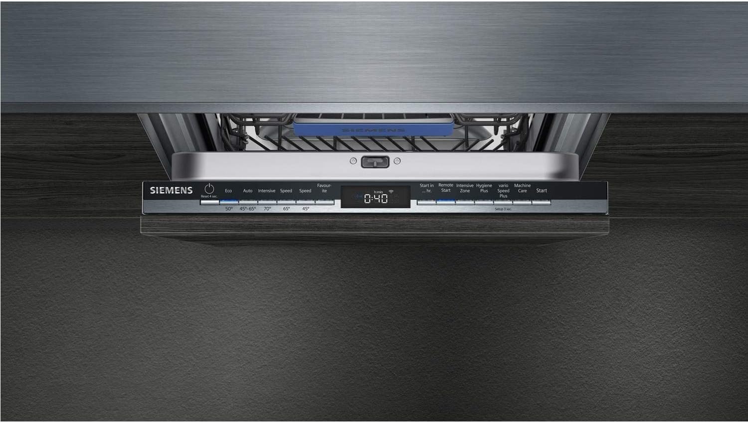 Siemens iQ300 SR93EX20MG Integrated Dishwasher with 10 place settings, Home Connect, varioHunge, varioSpeed Plus, varioFlex rack, varioDrawer, infoLight, 45cm, Blue - Amazing Gadgets Outlet