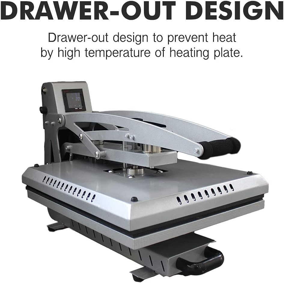 Signzworld Heat Press Machine with Auto Open Semi Automatic Drawer Out for T Shirt, Cushion Cover, Rock Slates Sublimation Printing Machine Slide - Out CH1702 40x50cm - Amazing Gadgets Outlet