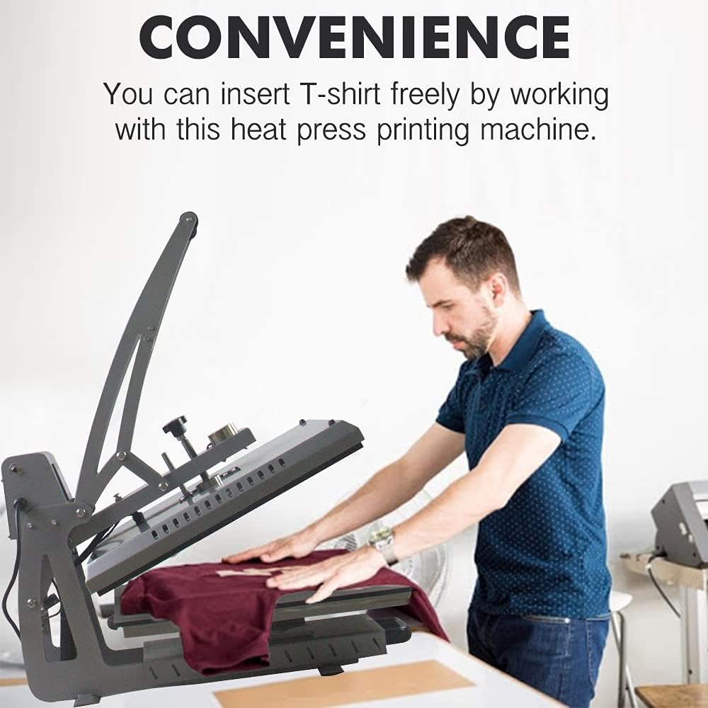 Signzworld Heat Press Machine with Auto Open Semi Automatic Drawer Out for T Shirt, Cushion Cover, Rock Slates Sublimation Printing Machine Slide - Out CH1702 40x50cm - Amazing Gadgets Outlet