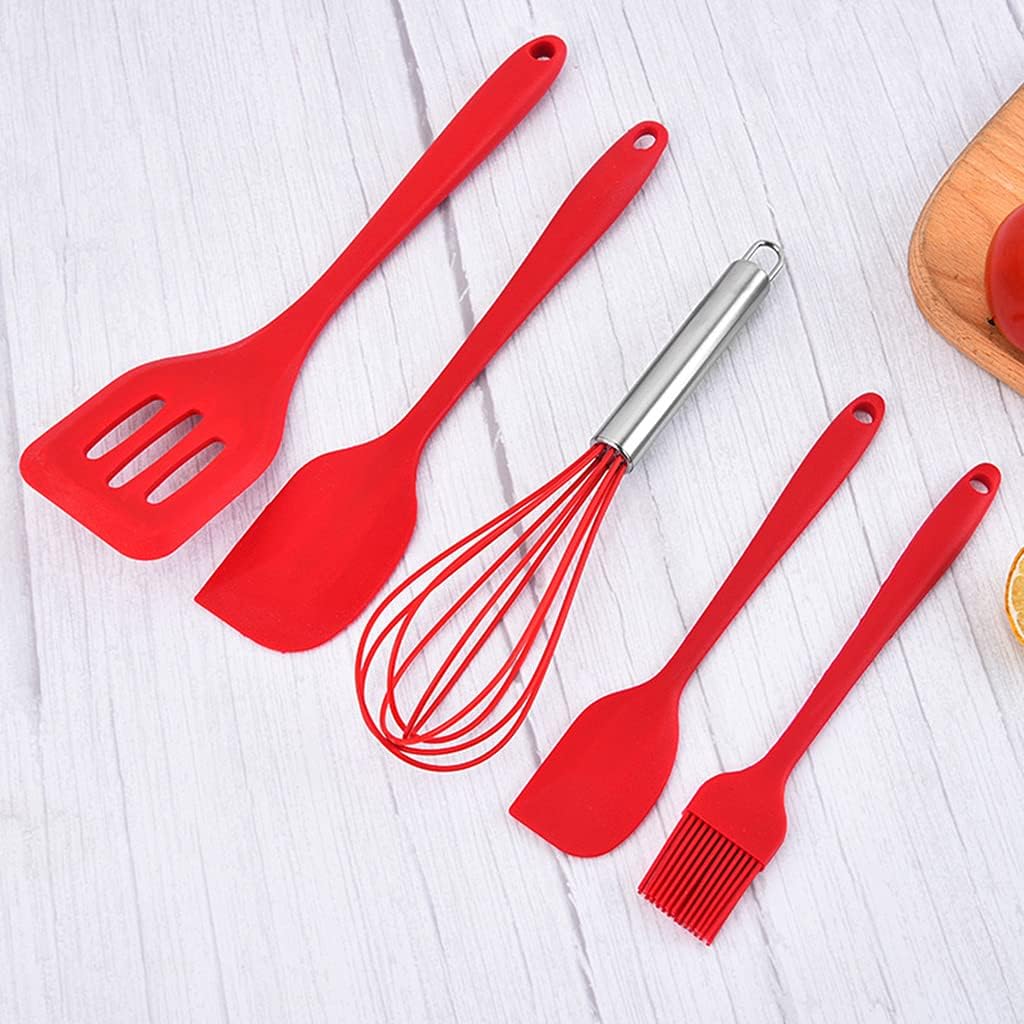 Silicone Kitchen Utensils Set for Cooking and Baking 5 Pieces Cooking Utensils Set Heat Resistant Non - Stick Kitchen Tool Kitchen Cookware Sets Clearance - Amazing Gadgets Outlet