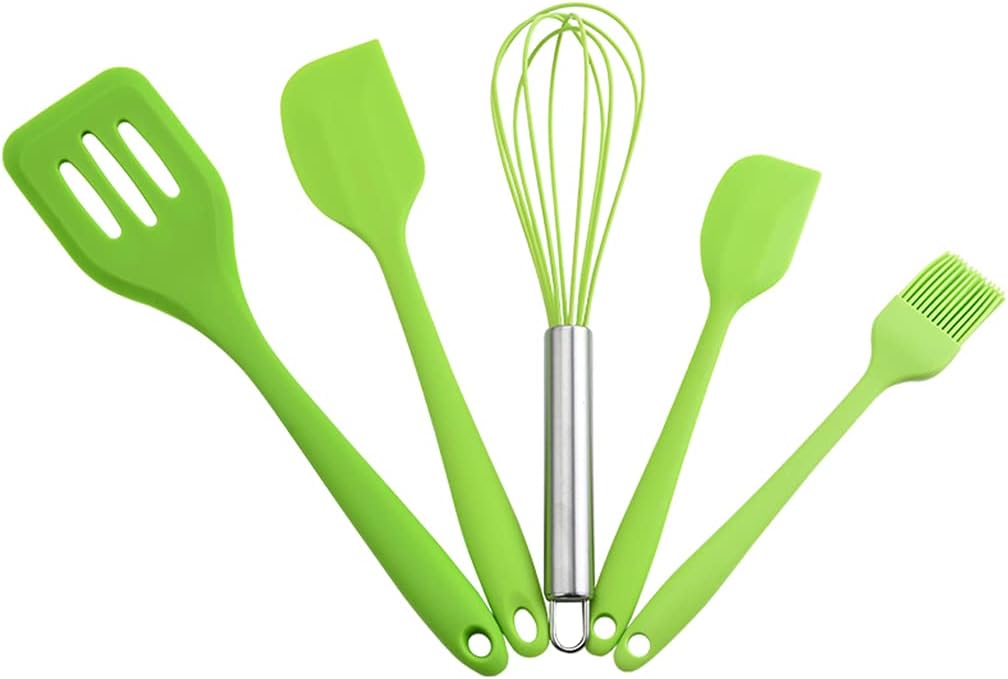 Silicone Kitchen Utensils Set for Cooking and Baking 5 Pieces Cooking Utensils Set Heat Resistant Non - Stick Kitchen Tool Kitchen Cookware Sets Clearance - Amazing Gadgets Outlet