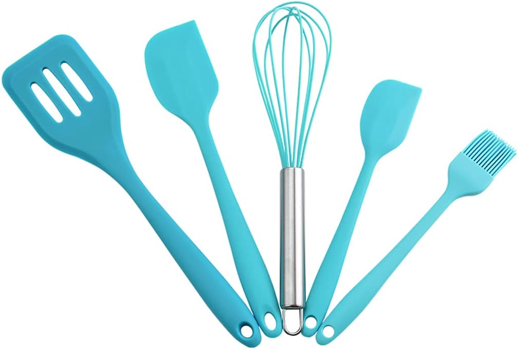 Silicone Kitchen Utensils Set for Cooking and Baking 5 Pieces Cooking Utensils Set Heat Resistant Non - Stick Kitchen Tool Kitchen Cookware Sets Clearance - Amazing Gadgets Outlet