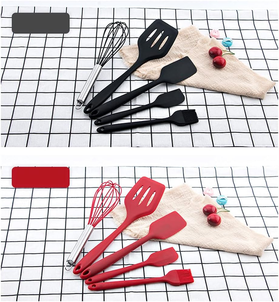 Silicone Kitchen Utensils Set for Cooking and Baking 5 Pieces Cooking Utensils Set Heat Resistant Non - Stick Kitchen Tool Kitchen Cookware Sets Clearance - Amazing Gadgets Outlet