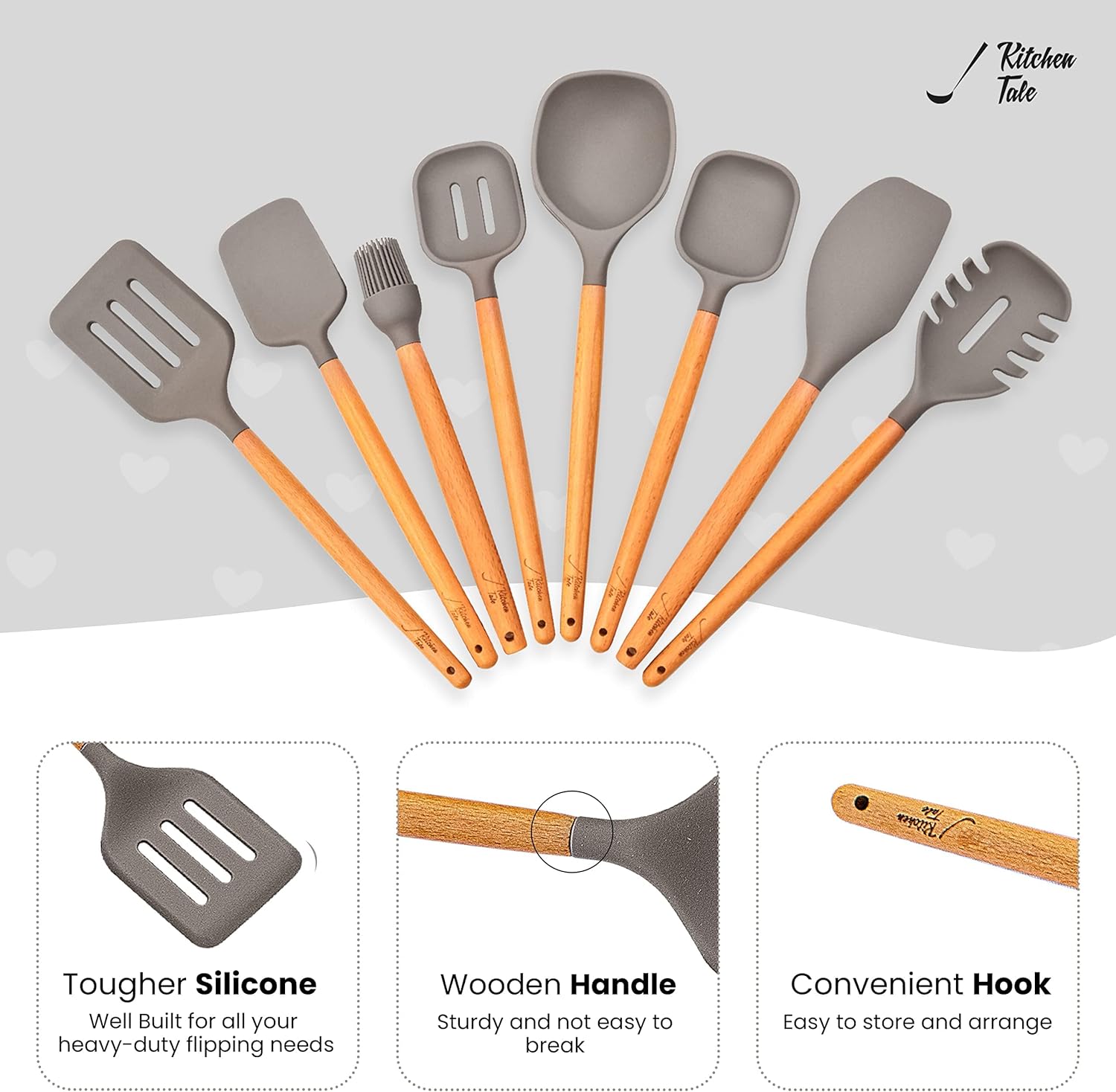 Silicone Kitchen Utensils Set,8 Pcs Wooden Handle Kitchen Utensil Set,Cooking Tools Turner for Non - Sticks Heat Resistance Kitchen Tools, Kitchen Cooking Utensils, Silicone Spatulas for Cooking - Amazing Gadgets Outlet