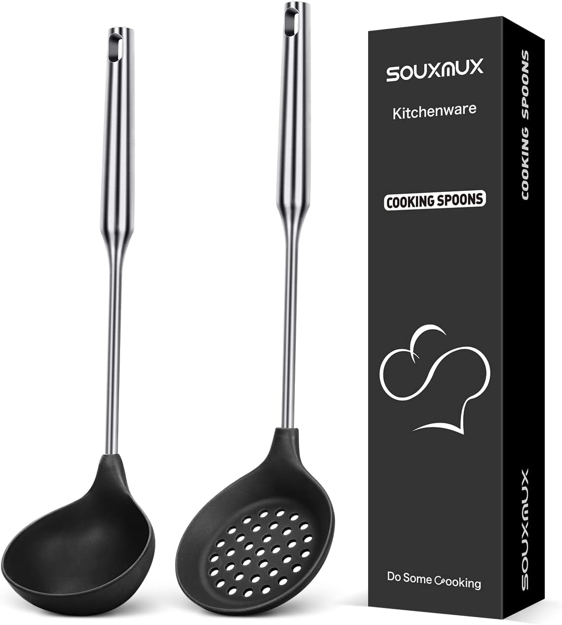 Silicone Soup Ladle - Slottede Spoon - Kitchen Utensils Set, Nonstick BPA Free High Heat Resistant Kitchen Utensils, Chef Cookware for Cooking, Serving, Draining, Stirring - Amazing Gadgets Outlet