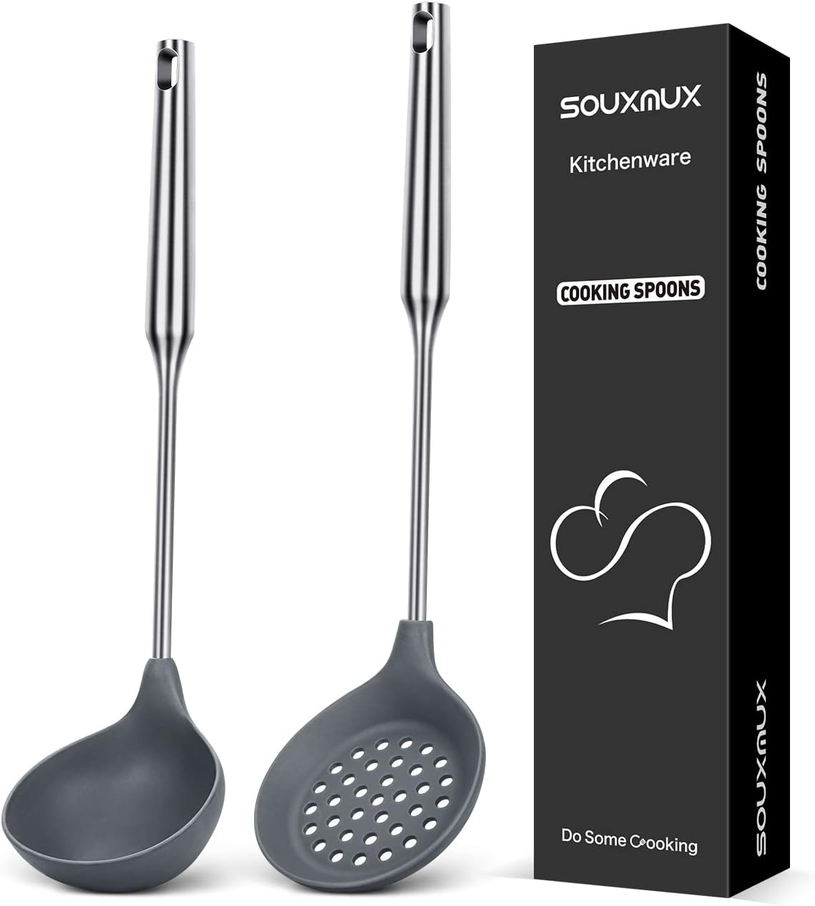 Silicone Soup Ladle - Slottede Spoon - Kitchen Utensils Set, Nonstick BPA Free High Heat Resistant Kitchen Utensils, Chef Cookware for Cooking, Serving, Draining, Stirring - Amazing Gadgets Outlet