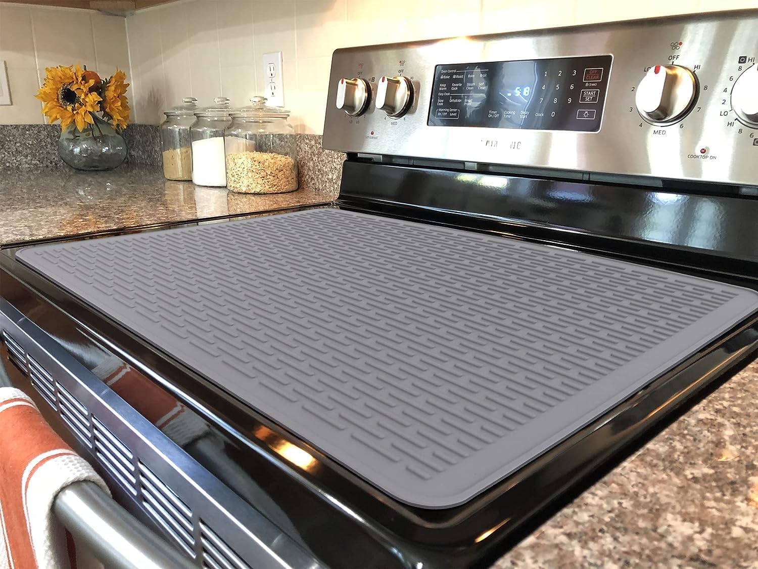 Silicone Stove Top Covers for Electric Stoves, Extra Large Stovetop Mat,Cooktop Protector,XL Dish Drying Mats for Kitchen - Grey - Amazing Gadgets Outlet