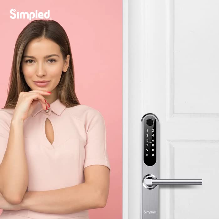 Simpled Double - Side Weatherproof Smart Lock Touch, 7 - in - 1, Fingerprint Keyless Security Entry Door Lock, Bluetooth Electronic Deadbolt, Smartphone Access - Designed for The UK Weather, Silver - Amazing Gadgets Outlet