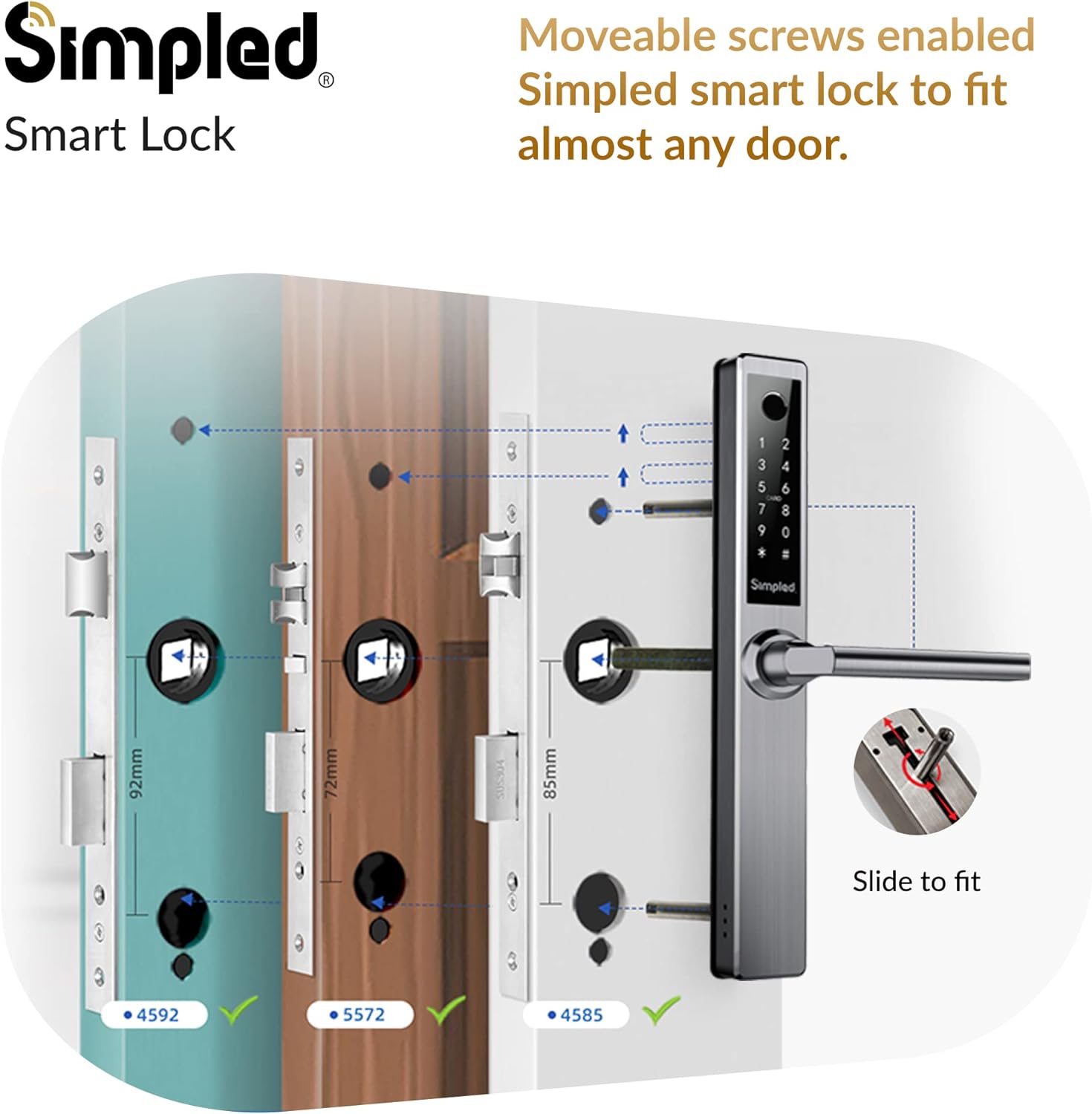 Simpled Weatherproof Slim Series Smart Lock Touch, 7 - in - 1, Fingerprint Keyless Security Entry Door Lock, Bluetooth Electronic Deadbolt, Smartphone Access - Designed for The UK Weather, Silver - Amazing Gadgets Outlet