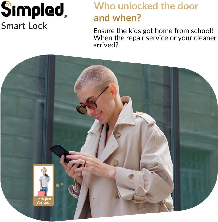 Simpled Weatherproof Slim Series Smart Lock Touch, 7 - in - 1, Fingerprint Keyless Security Entry Door Lock, Bluetooth Electronic Deadbolt, Smartphone Access - Designed for The UK Weather, Silver - Amazing Gadgets Outlet