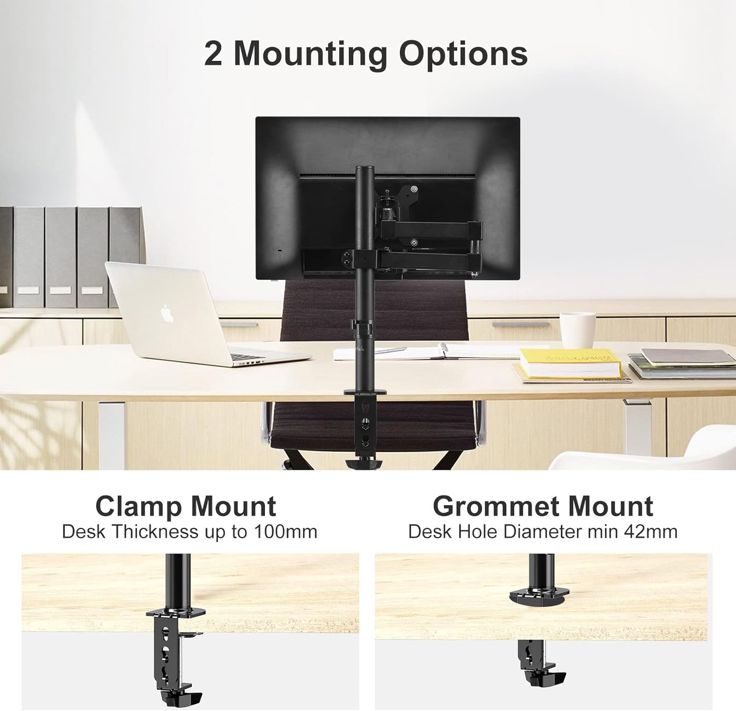 Single Monitor Arm Desk Mount, Max. Load 10kg, Adjustable Mount with Tilt Swivel Rotation for 13 - 32 inch LCD LED Screens, 2 Mouting Options, Vesa 75x75/100x100mm - Amazing Gadgets Outlet