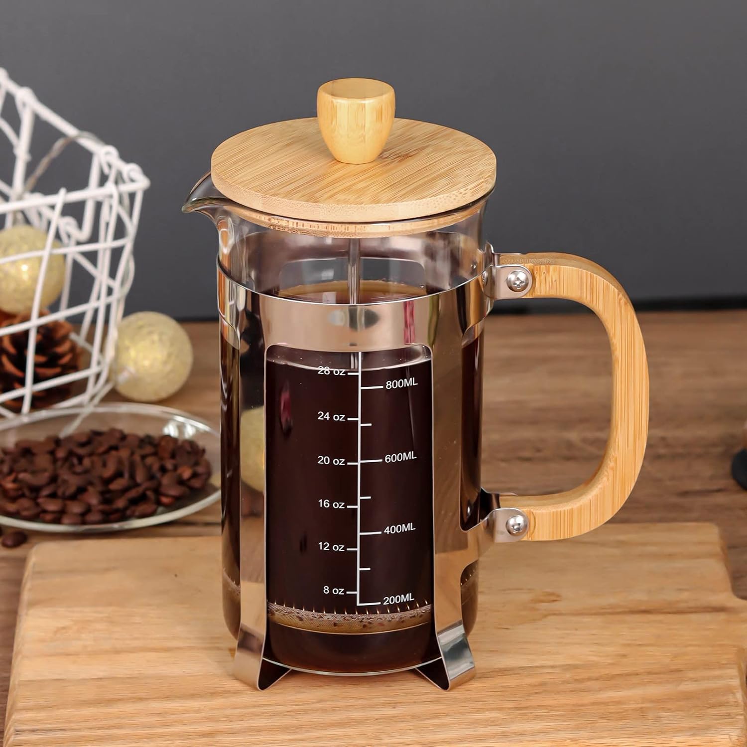 Sivaphe Cafetiere 1000ml, French Press Coffee Maker, Coffee Plunger 34oz 4 Cups, Large Tea Press Borosilicate Glass Gift - Amazing Gadgets Outlet