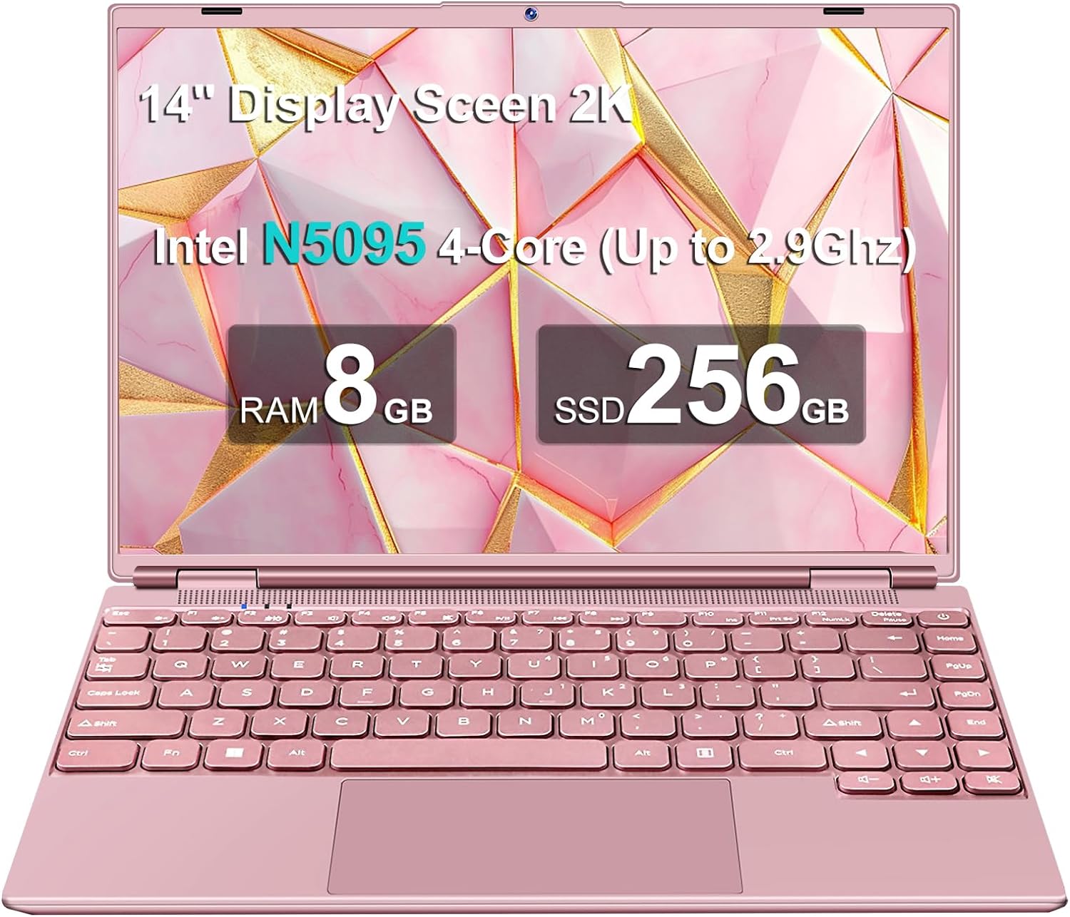 SJMCGC/AOCWEI Laptop 14 Inch 8GB RAM 256GB SSD 1TB Extend Intel N5095 (up to 2.9Ghz), Win 11 Gaming Laptop Support 5G WiFi BT 4.2 Cooling Fan 1920*1200, Notebook With Mouse & Keyboard Protector - Pink - Amazing Gadgets Outlet