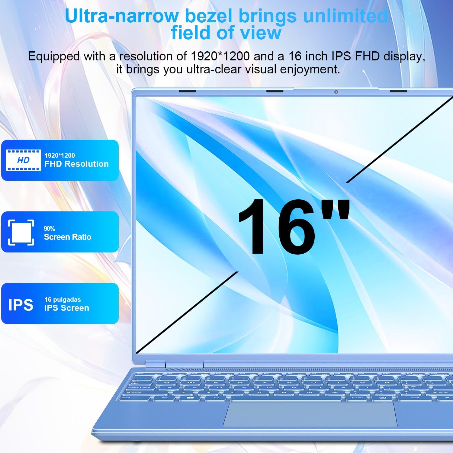 SJMCGC/AOCWEI Laptop 16 Inch Intel N5095 Up to 2.9Ghz, Win 11 Gaming Laptop 12GB RAM 512GB SSD Extension 1TB, Laptops Support 5G WiFi丨BT 4.2丨Cooling Fan丨1920*1200丨Mouse And Keyboard Protector - Blue - Amazing Gadgets Outlet