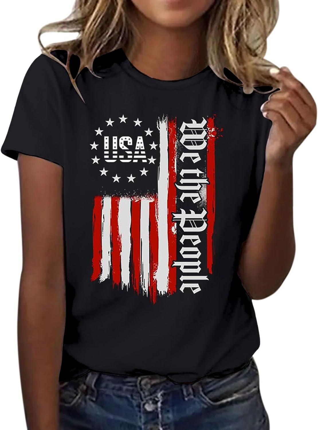 Skang Shirt Dresses for Women UK Women's 4th of July American Flag Print Tops Summer T Shirt Tops for Women 2024 Casual Independence Day Flag Printed Round Neck T Shirt Tops - Amazing Gadgets Outlet