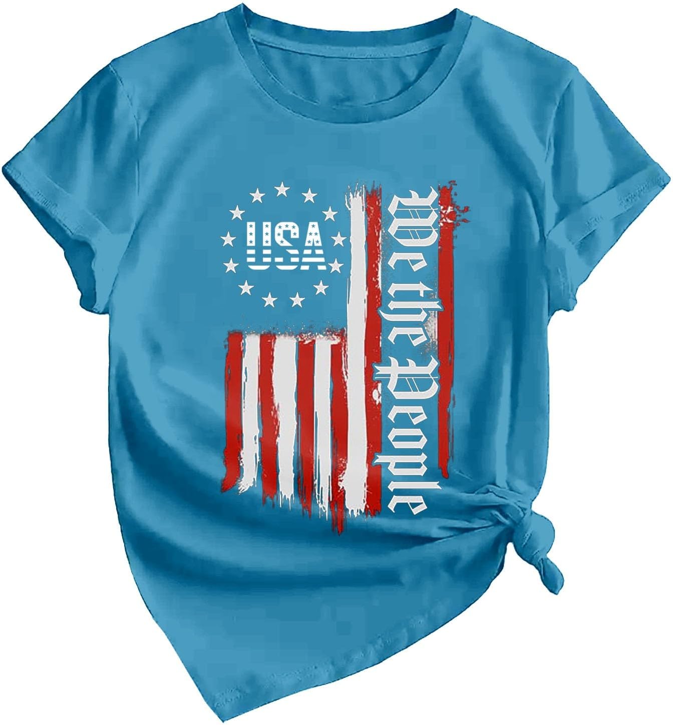 Skang Shirt Dresses for Women UK Women's 4th of July American Flag Print Tops Summer T Shirt Tops for Women 2024 Casual Independence Day Flag Printed Round Neck T Shirt Tops - Amazing Gadgets Outlet