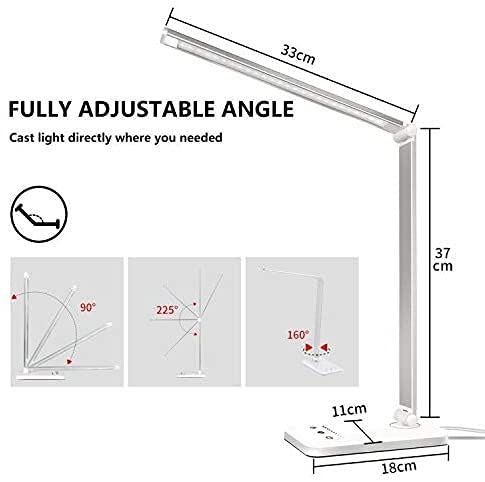SLATOR Desk lamp,Eye - CaringTable Lamp,Dimmable Bedside lamp with USB Charging Port, 5 Modes x 10 Brightness Levels,Touch Control, Auto Timer 30 / 60min for Home,Office,Bedroom,Reading,Work,Study - Amazing Gadgets Outlet