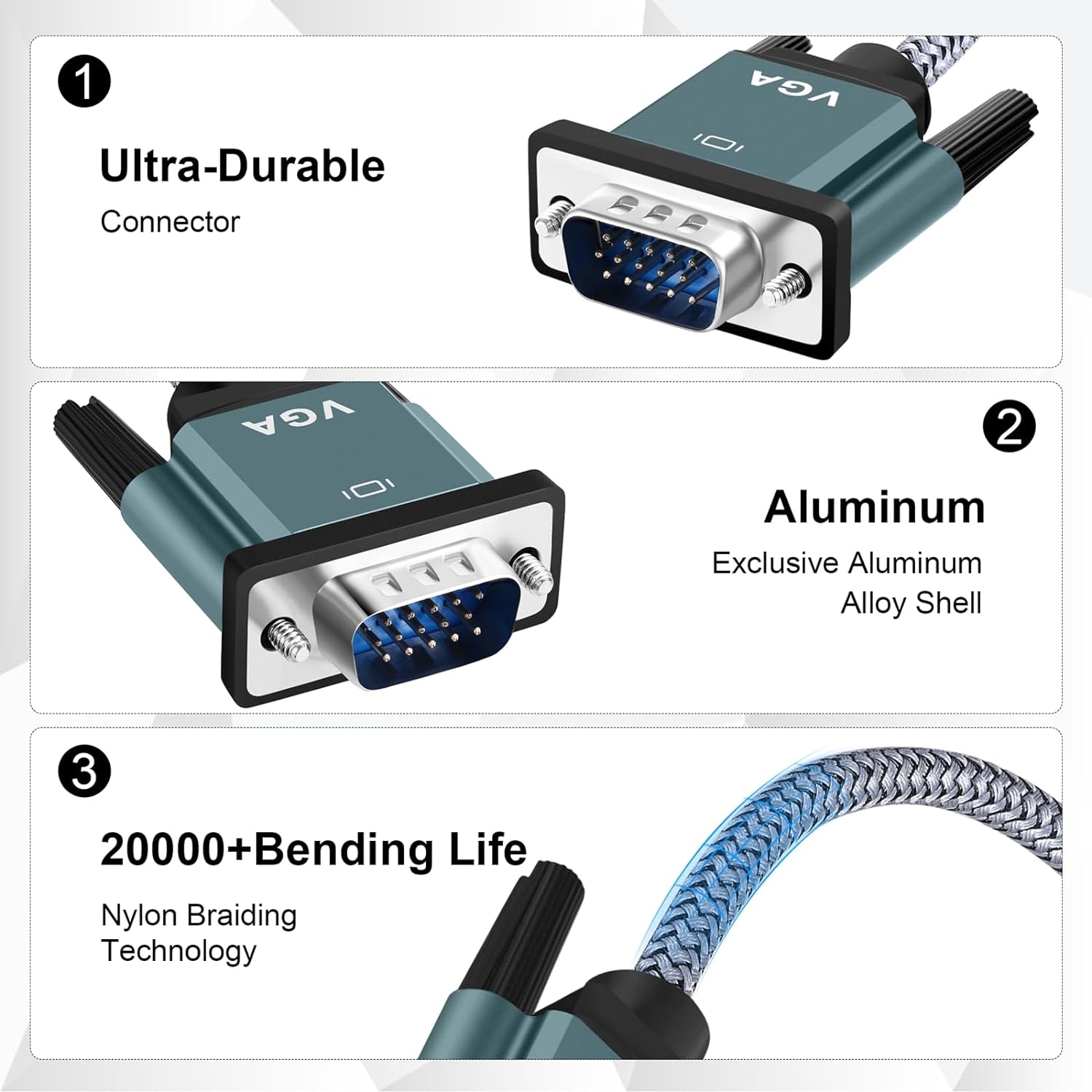 SLDXIAN VGA to VGA Cable, 15 Pin VGA Cable Male to Male 1080P for Laptop, Computer, PC, Projector, Monitor, HDTV (3M) - Amazing Gadgets Outlet