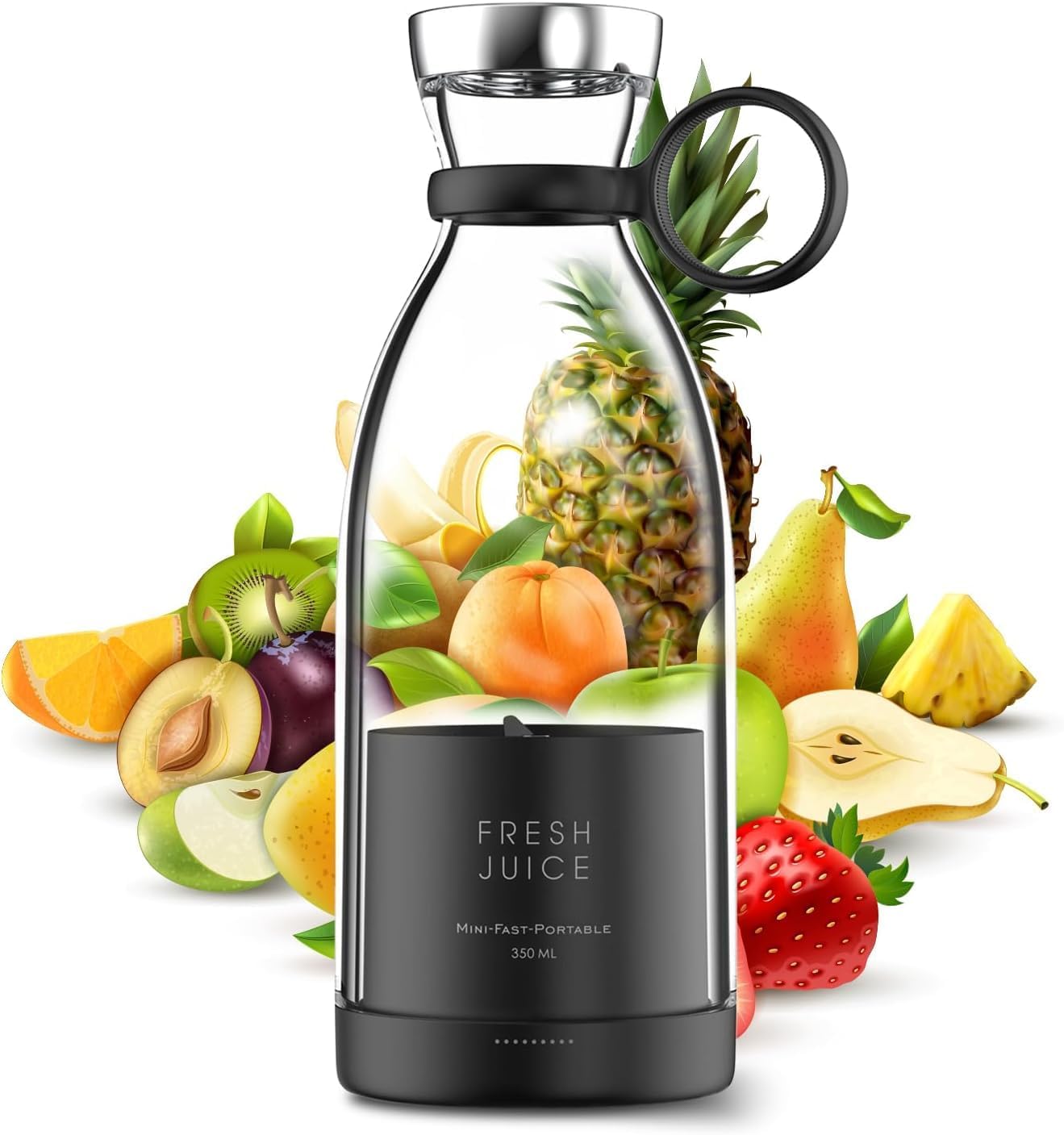 Slenderblender Portable Fruity Bullet Blender | Personal Blender Bottle with 4 Stainless Sharp Blades | A Blend of Luxury and Utility (White) - Amazing Gadgets Outlet