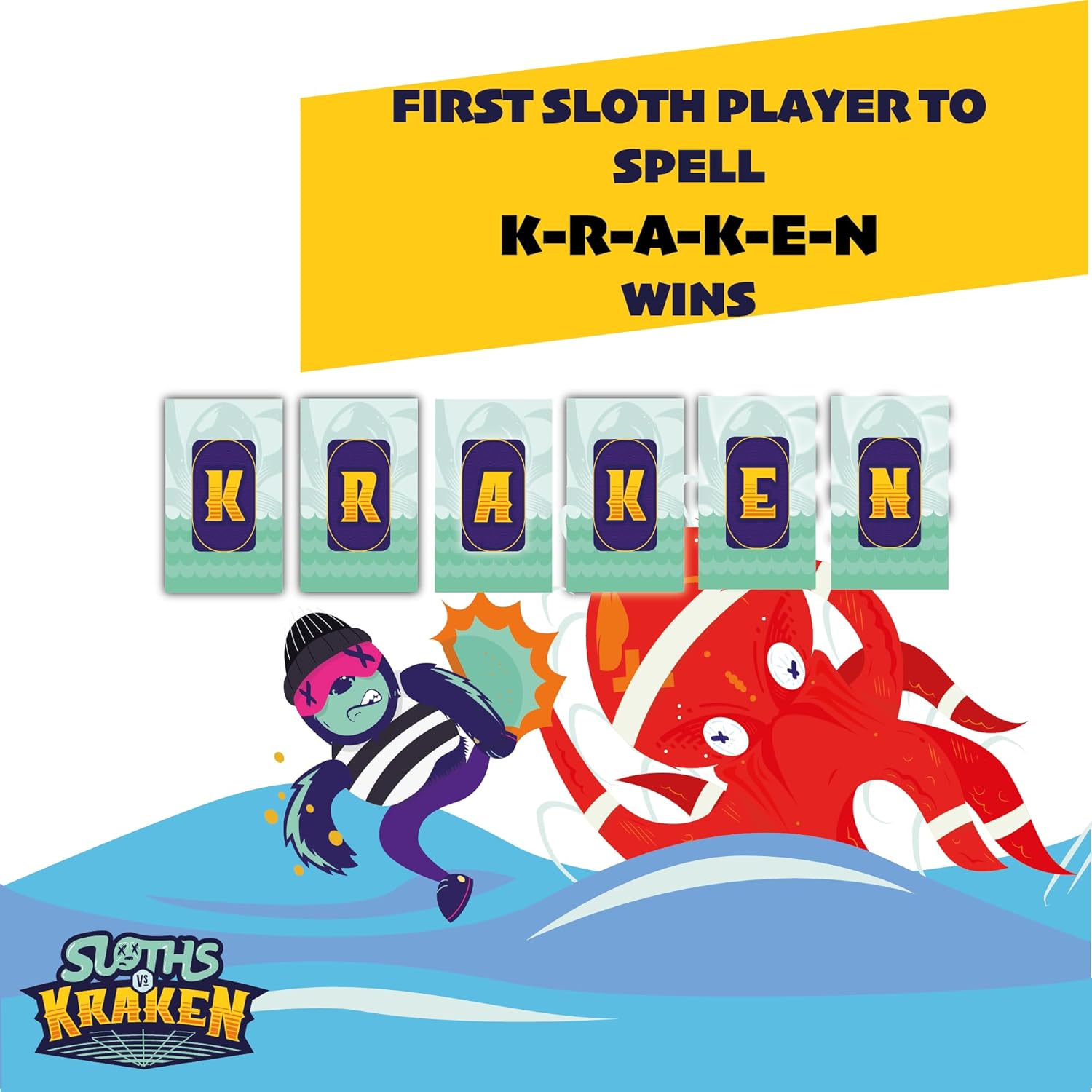 Sloths vs Kraken Card Game - Original Edition | Fun Family Games | Adults, Teens & Kids | 2+ Players | Ages 7+ - Amazing Gadgets Outlet