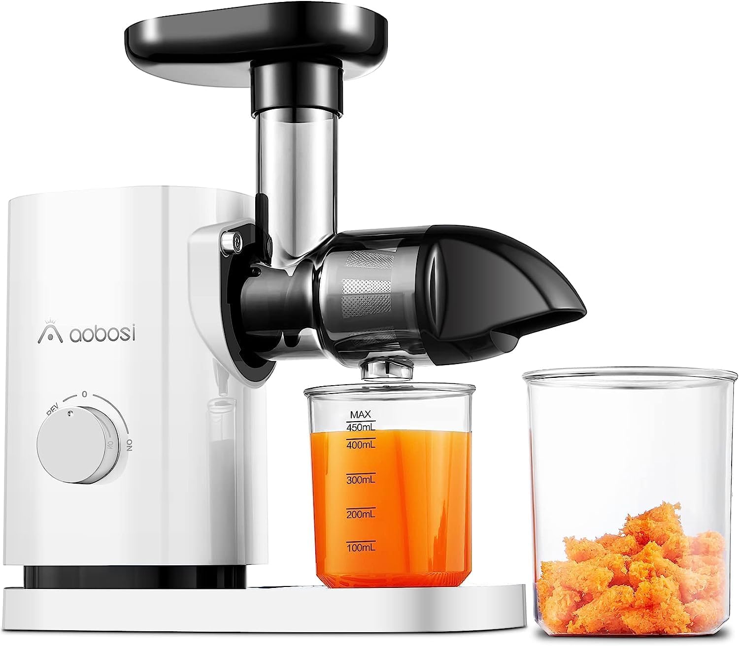 Slow Masticating Juicer, AAOBOSI Juicer Machines with Quiet Motor/Reverse Function/Easy to Clean Brush, Cold Press Juicers Whole Fruit and Vegetable for Delicate Crushing without Filtering, Gray - Amazing Gadgets Outlet