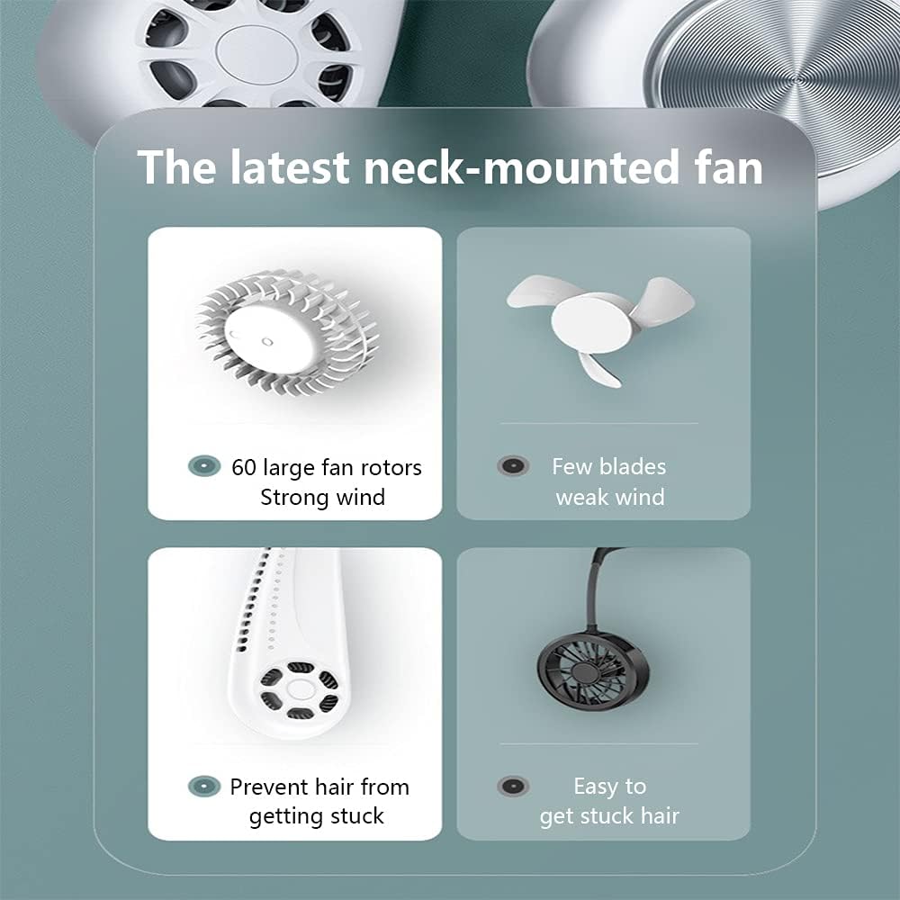 SLuB Neck Fan, Portable Neck Fan Rechargeable, Silent Bladeless Fans, Hands - Free Personal Fan, 360° Airflow, 3 - Speed, Mini Fan for Home, Office, Travel, Sports, Outdoor, Women, Men (White) - Amazing Gadgets Outlet