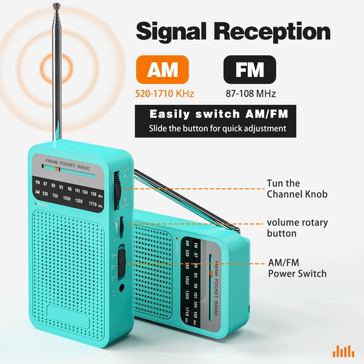 Small Radio, Portable Radio FM/AM Transistor Radio with Excellent Receiving and Sound Quality - Pocket Radio with Headphone Jack, Easy to Use - Amazing Gadgets Outlet