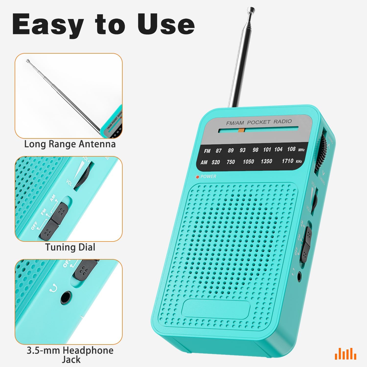 Small Radio, Portable Radio FM/AM Transistor Radio with Excellent Receiving and Sound Quality - Pocket Radio with Headphone Jack, Easy to Use - Amazing Gadgets Outlet