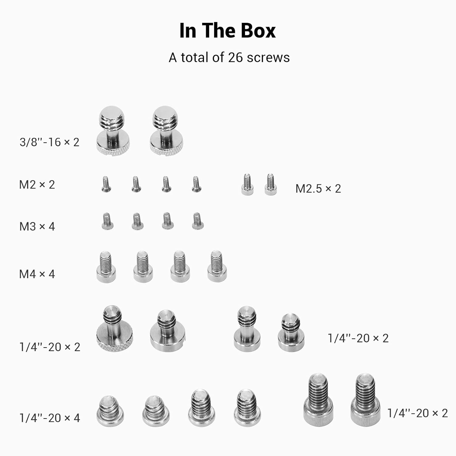 SMALLRIG Camera Screws, Screw Set (1/4, 3/8, M2, M2.5, M3, M4,) for Camera Accessories - AAK2326 - Amazing Gadgets Outlet