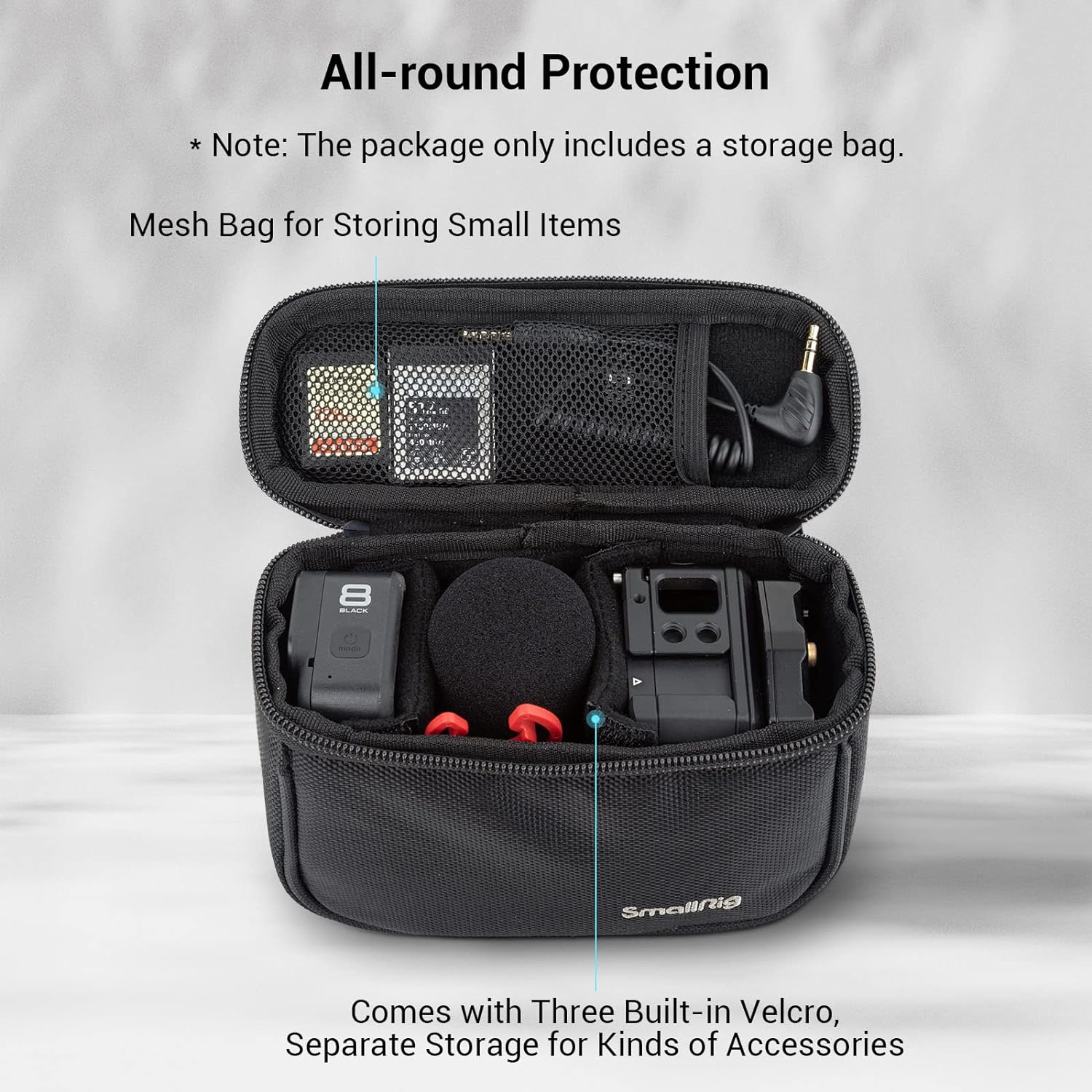 SMALLRIG Camera Storage Bag, Camera Protective Carrying Case, Nylon Handbag Storage Box with Breathable Mesh, Double Zip Design (Black) - 3704 - Amazing Gadgets Outlet