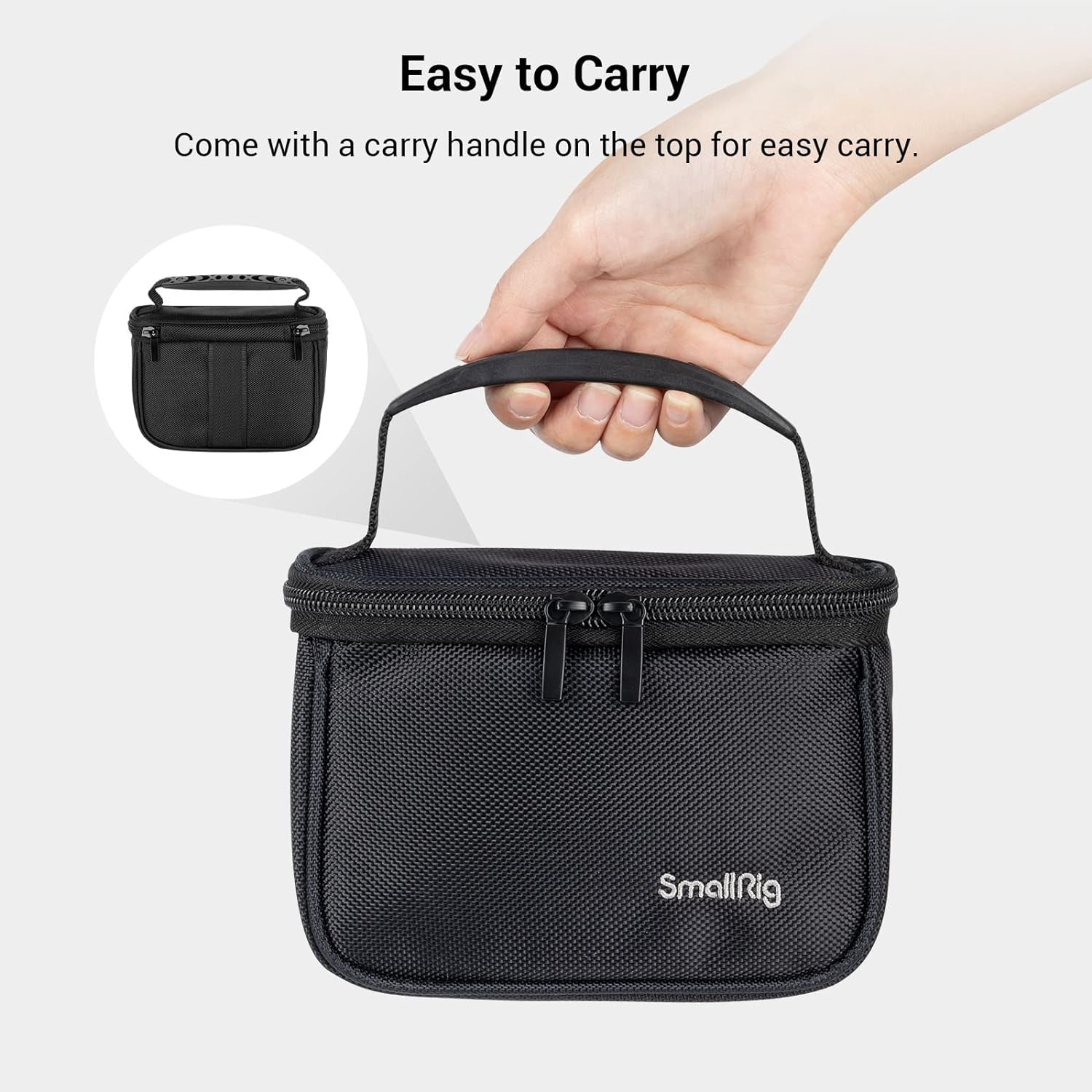 SMALLRIG Camera Storage Bag, Camera Protective Carrying Case, Nylon Handbag Storage Box with Breathable Mesh, Double Zip Design (Black) - 3704 - Amazing Gadgets Outlet