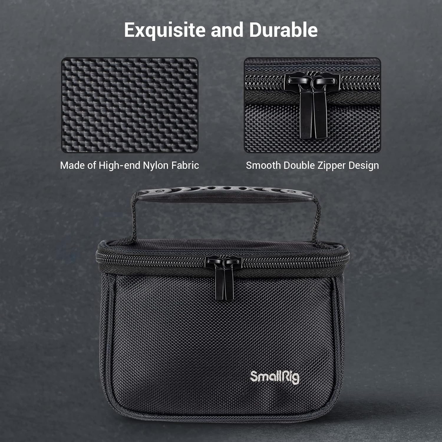 SMALLRIG Camera Storage Bag, Camera Protective Carrying Case, Nylon Handbag Storage Box with Breathable Mesh, Double Zip Design (Black) - 3704 - Amazing Gadgets Outlet