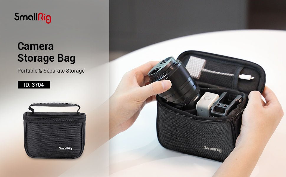 SMALLRIG Camera Storage Bag, Camera Protective Carrying Case, Nylon Handbag Storage Box with Breathable Mesh, Double Zip Design (Black) - 3704 - Amazing Gadgets Outlet