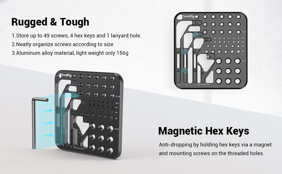 SMALLRIG Screwdriver Screws Set, Plate with 1/4" - 20 3/8" - 16 M2.5 M3 M4 M5 Screws and 4 Pcs Allen Wrench - MD3184 - Amazing Gadgets Outlet