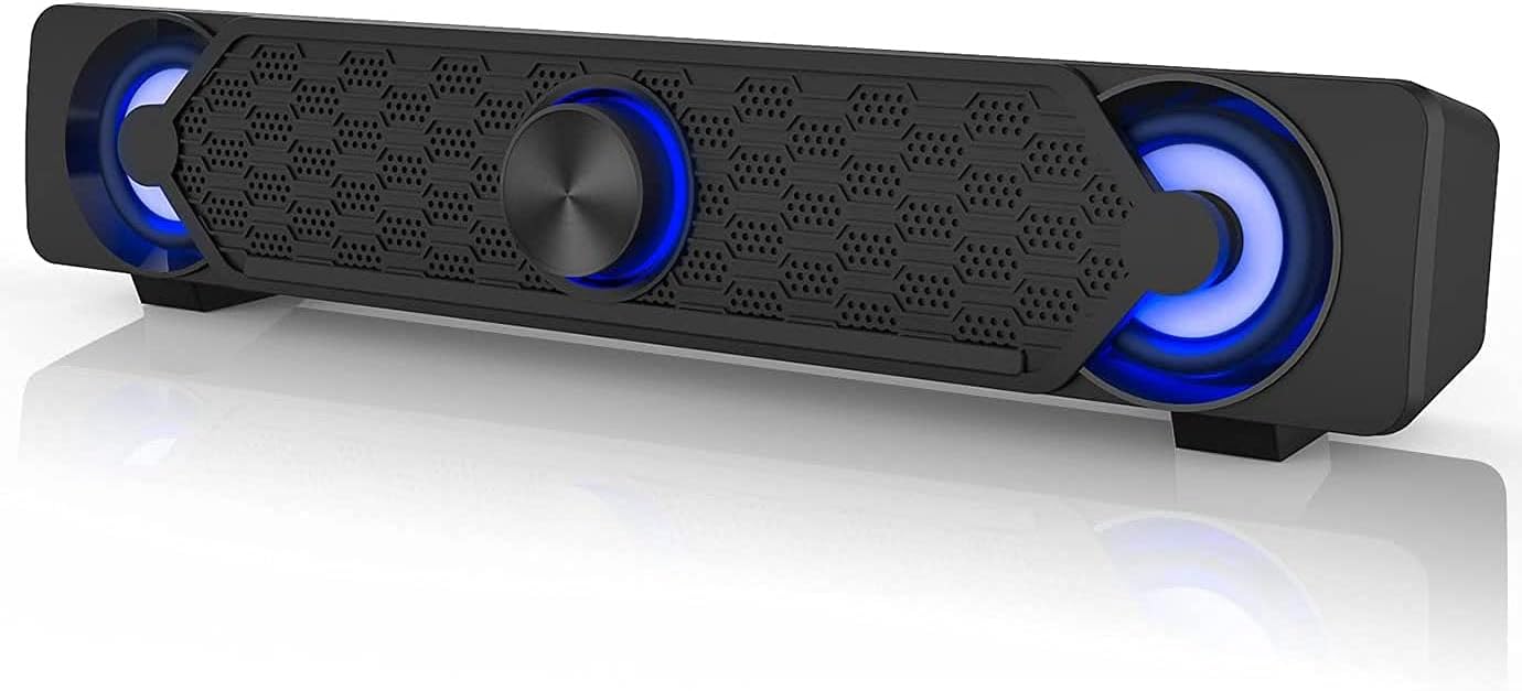 Smalody PC Speakers, Computer Speaker, USB Soundbar, Gaming Speaker with Cool LED Lights, Multimedia Speaker Perfect for PC Games,Computer, Desktop, Laptop - Amazing Gadgets Outlet