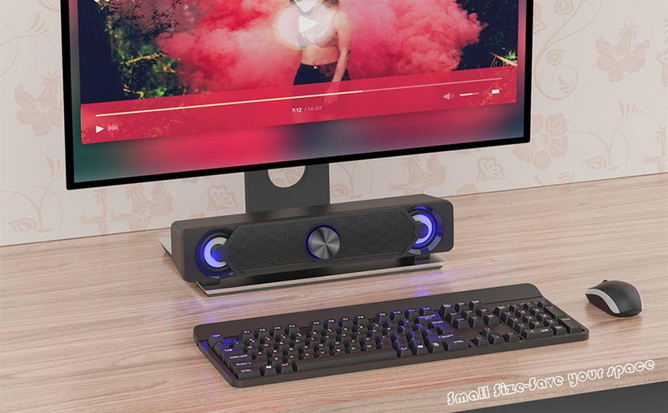 Smalody PC Speakers, Computer Speaker, USB Soundbar, Gaming Speaker with Cool LED Lights, Multimedia Speaker Perfect for PC Games,Computer, Desktop, Laptop - Amazing Gadgets Outlet