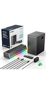 Smalody PC Speakers, Computer Speaker, USB Soundbar, Gaming Speaker with Cool LED Lights, Multimedia Speaker Perfect for PC Games,Computer, Desktop, Laptop - Amazing Gadgets Outlet