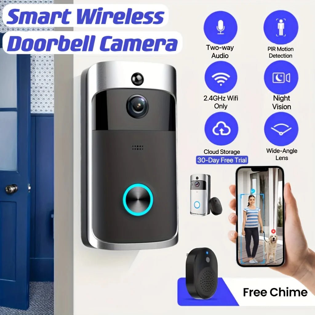 Smart Home Doorbell Camera WIFI Intercom With Cloud Storage, WIFI Video Doorbell, Night Vision, 2 - Way Audio, Battery Powered - Amazing Gadgets Outlet