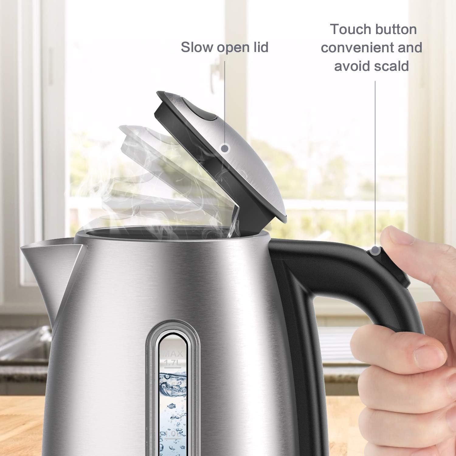 Smart Kettle by WeeKett - voice control with Amazon Alexa, Google & Siri, Variable Temperature Control, Keep Warm, Stainless Steel, BPA Free, Energy Efficient, 2200W, 1.7L - Amazing Gadgets Outlet