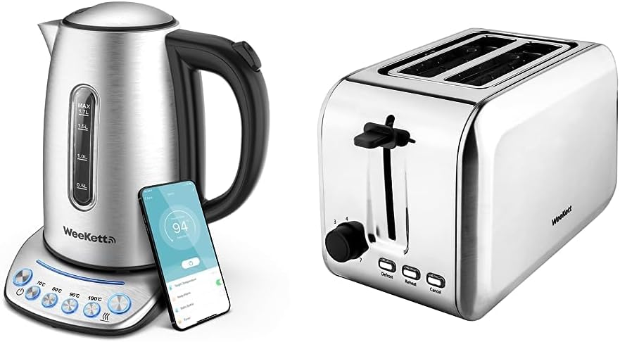 Smart Kettle by WeeKett - voice control with Amazon Alexa, Google & Siri, Variable Temperature Control, Keep Warm, Stainless Steel, BPA Free, Energy Efficient, 2200W, 1.7L - Amazing Gadgets Outlet